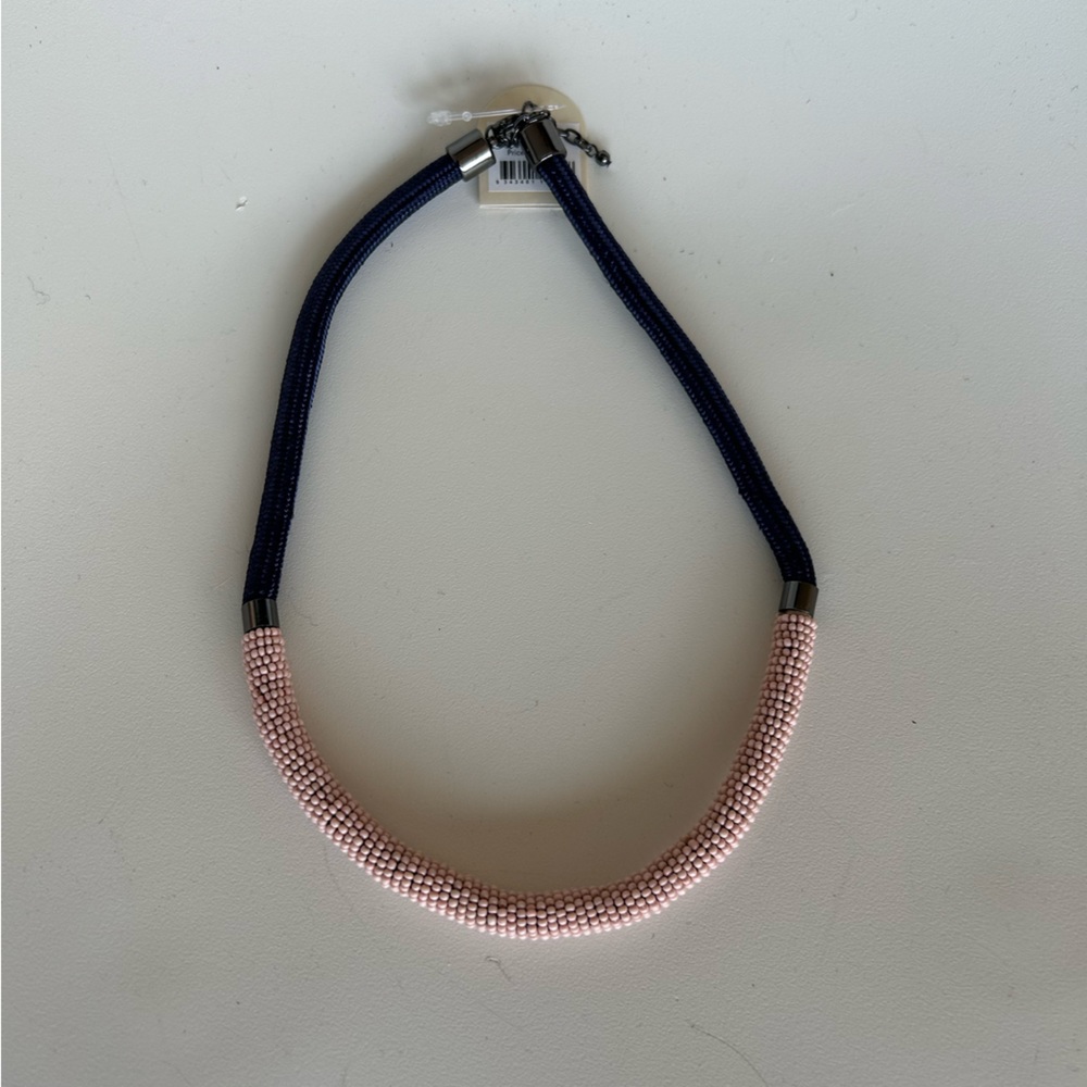 Beaded Elk the Label cord necklace jn Navy and Pink